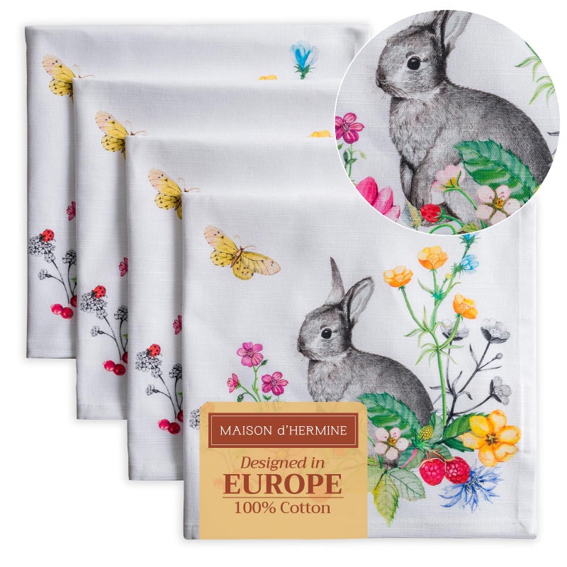 Maison d' Hermine Cloth Napkins Set of 4 100% Cotton Everyday Reusable Square Napkins Cloth Washable, Dinner, Party, Wedding, Restaurant, Spring/Summer (Printemps, 20" x 20") - Image 1